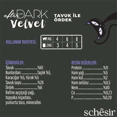 Schesir After Dark Velvet Mousse Tavuk ve Ördekli Kedi Yaş Maması 80 Gr