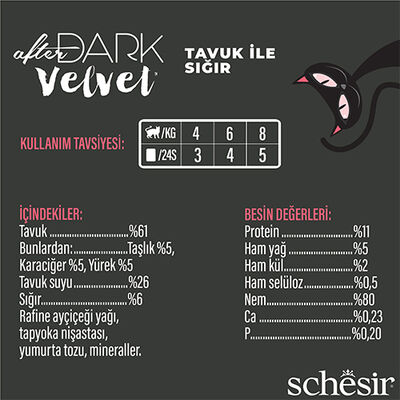 Schesir After Dark Velvet Mousse Tavuk ve Sığır Etli Kedi Yaş Maması 80 Gr