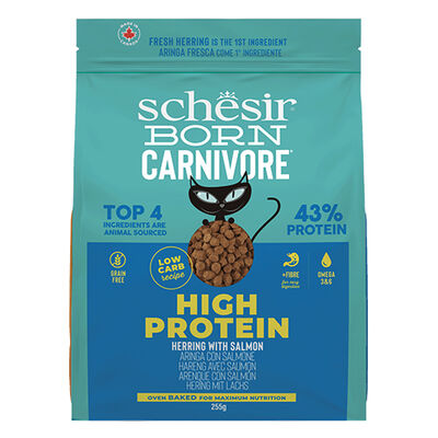 Schesir Born Carnivore Somonlu ve Ringa Balıklı Tahılsız Kedi Maması 255 Gr