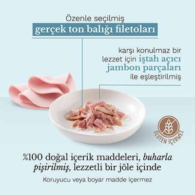 Schesir C140 Jelly Ton Balıklı ve Jambonlu Jöleli Kedi Konservesi 85 Gr