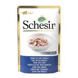 Schesir - Schesir C565 Pouch Jelly Ton Balıklı ve Levrekli Kıyılmış Kedi Yaş Maması 85 Gr