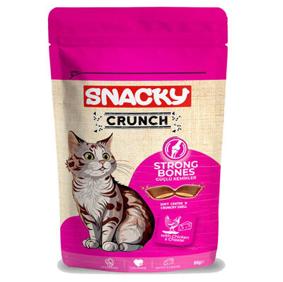 Snacky Crunch Strong Kemik Sağlığı Tavuk Etli ve Peynirli Kedi Ödülü 60 Gr