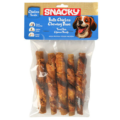 Snacky Füme Tavuk Rulo Köpek Ödülü 100 Gr (5 li Paket) - 7,5 Cm