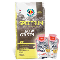 Spectrum - Spectrum Low Grain Kitten Tavuk Hindi ve Kızılcık Yavru Kedi Maması 2 Kg + 2 Adet Wanpy Çorba 50 Gr