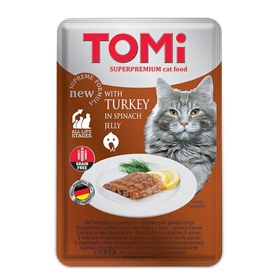 Tomi Pouch Pate Hindi ve Ispanaklı Tahılsız Kedi Yaş Maması 100 Gr