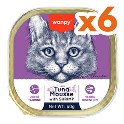 Wanpy - Wanpy Box Ton Balıklı ve Karidesli Alutray Kedi Yaş Maması 40 Gr x 6 Adet
