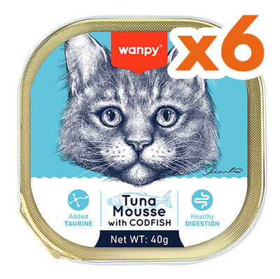 Wanpy Box Ton ve Morina Balıklı Alutray Kedi Yaş Maması 40 Gr x 6 Adet