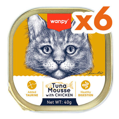 Wanpy Box Ton ve Tavuk Etli Alutray Kedi Yaş Maması 40 Gr x 6 Adet