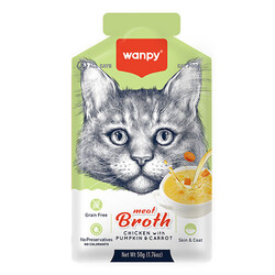 Wanpy - Wanpy Kediler için Bal Kabağı ve Havuçlu Tavuk Eti Tahılsız Ek Besin Çorbası 50 Gr