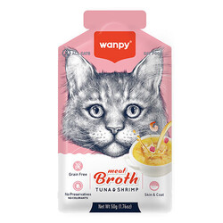 Wanpy - Wanpy Kediler için Karidesli ve Ton Balığı Eti Tahılsız Ek Besin Çorbası 50 Gr