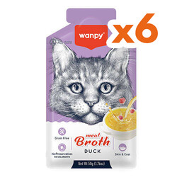 Wanpy - Wanpy Meat Broth Kediler için Ördek Etli Tahılsız Ek Besin Çorbası 50 Gr x 6 Adet