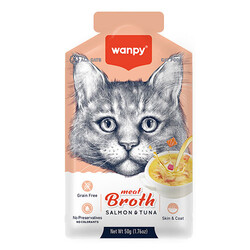 Wanpy - Wanpy Kediler için Somon ve Ton Balığı Eti Tahılsız Ek Besin Çorbası 50 Gr