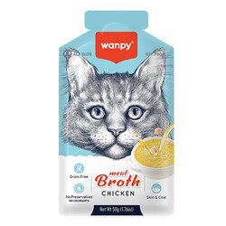Wanpy - Wanpy Kediler için Tavuk Eti Tahılsız Ek Besin Çorbası 50 Gr