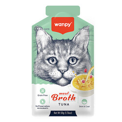 Wanpy - Wanpy Kediler için Ton Balığı Eti Tahılsız Ek Besin Çorbası 50 Gr