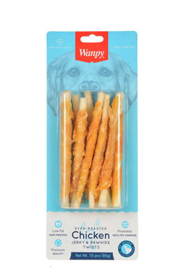 Wanpy Oven Roasted Deri Burgu Çubuk Üzerine Tavuk Sarılı Köpek Ödülü 85 Gr