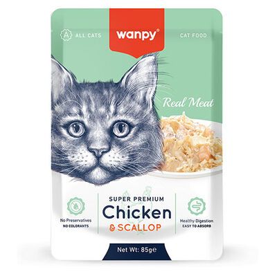 Wanpy Pouch Tavuklu ve Deniz Taraklı Yaş Kedi Maması 85 Gr