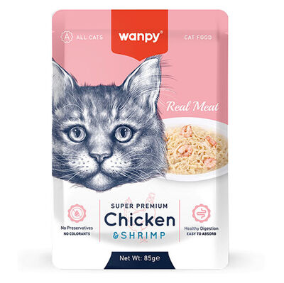 Wanpy Pouch Tavuklu ve Karidesli Yaş Kedi Maması 85 Gr