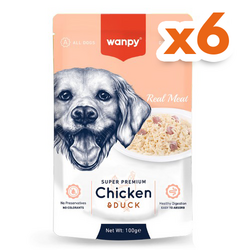 Wanpy - Wanpy Super Premium Pouch Tavuklu Ve Ördekli Köpek Yaş Maması 100 Gr x 6 Adet