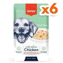 Wanpy - Wanpy Super Premium Pouch Tavuklu Ve Sebzeli Köpek Yaş Maması 100 Gr x 6 Adet