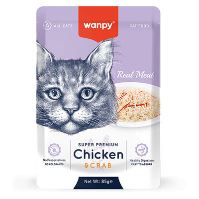 Wanpy Pouch Tavuklu ve Yengeçli Yaş Kedi Maması 85 Gr