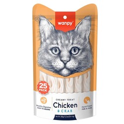 Wanpy - Wanpy Tavuklu ve Yengeçli Likit Creamy Kedi Ödülü 25 x 14 Gr