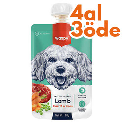 Wanpy - Wanpy Taze Kuzu Etli ve Havuçlu Köpek Et Ezmesi 90 Gr - 4 Al 3 Öde