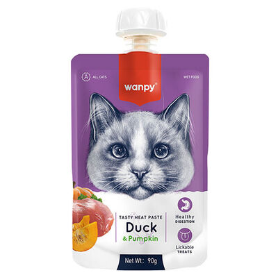 Wanpy Taze Ördeki ve Balkabaklı Kedi Et Ezmesi 90 Gr