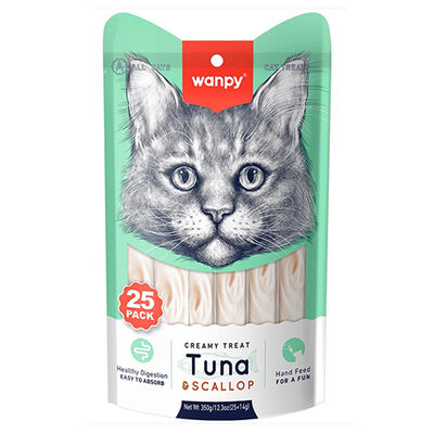 Wanpy Ton Balığı ve Deniz Tarağı Likit Creamy Kedi Ödülü 25 x 14 Gr