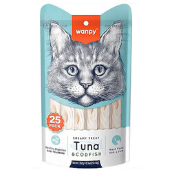 Wanpy - Wanpy Ton Balıklı ve Morina Balıklı Likit Creamy Kedi Ödülü 25 x 14 Gr