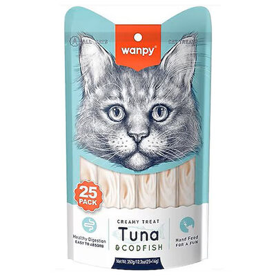 Wanpy Ton Balıklı ve Morina Balıklı Likit Creamy Kedi Ödülü 25 x 14 Gr