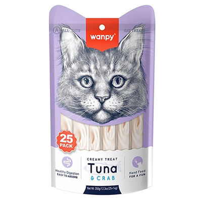 Wanpy Ton Balıklı ve Yengeçli Likit Creamy Kedi Ödülü 25 x 14 Gr